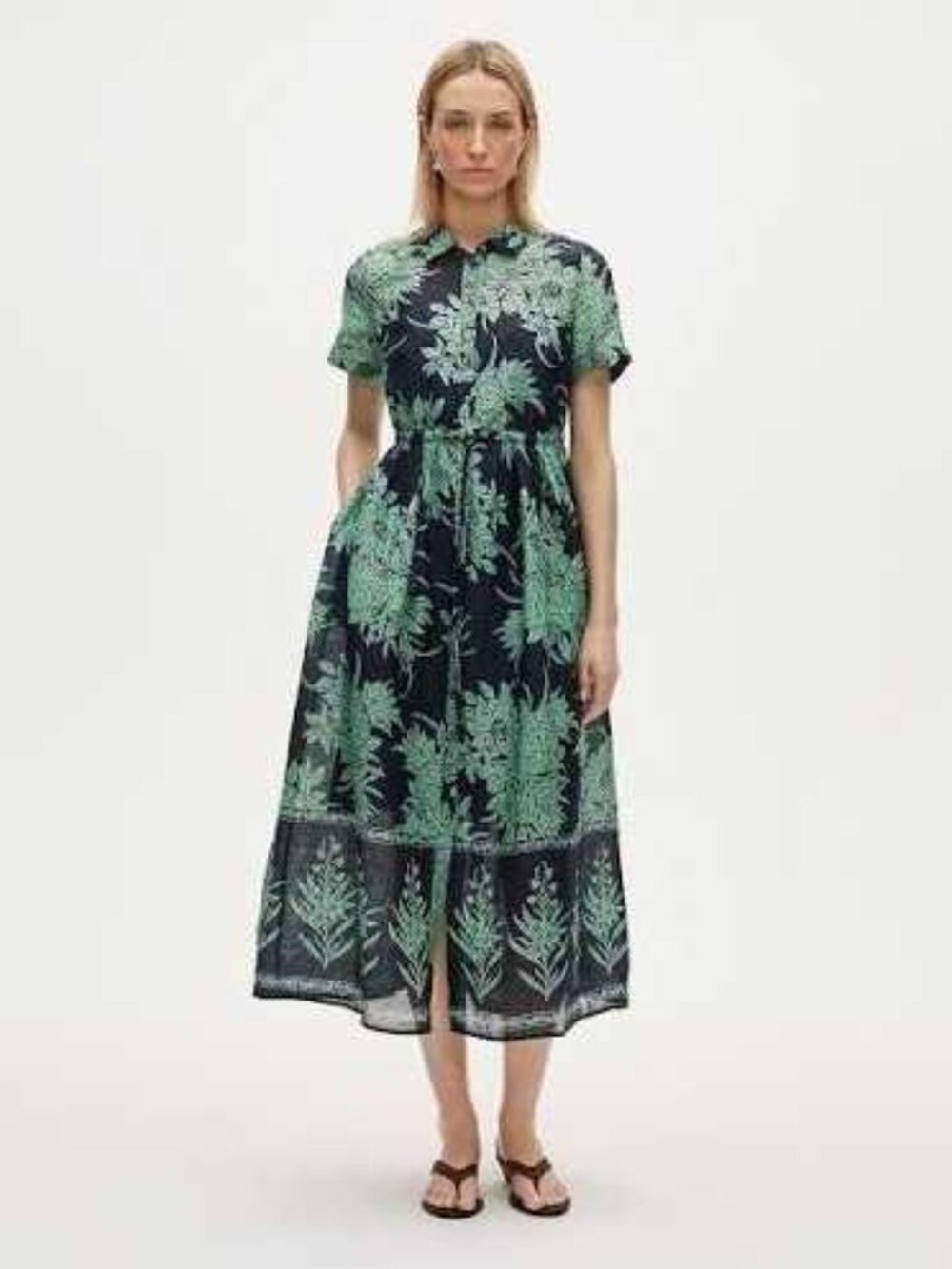 New 00P J.Crew Cerise shirt dress in pineapple garden print ramie